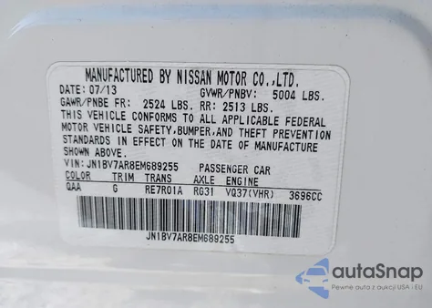 2014 Infiniti Q50 Premium z USA, uszkodzony, nr VIN JN1BV7AR8EM689255